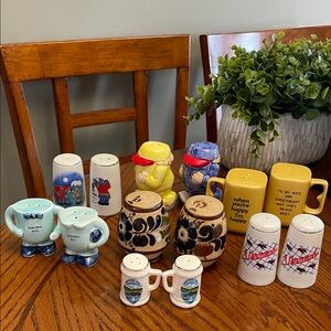 Vintage Salt & Pepper Shakers 1980s 1990s Assorted Ceramic Pottery Souvenir LOT